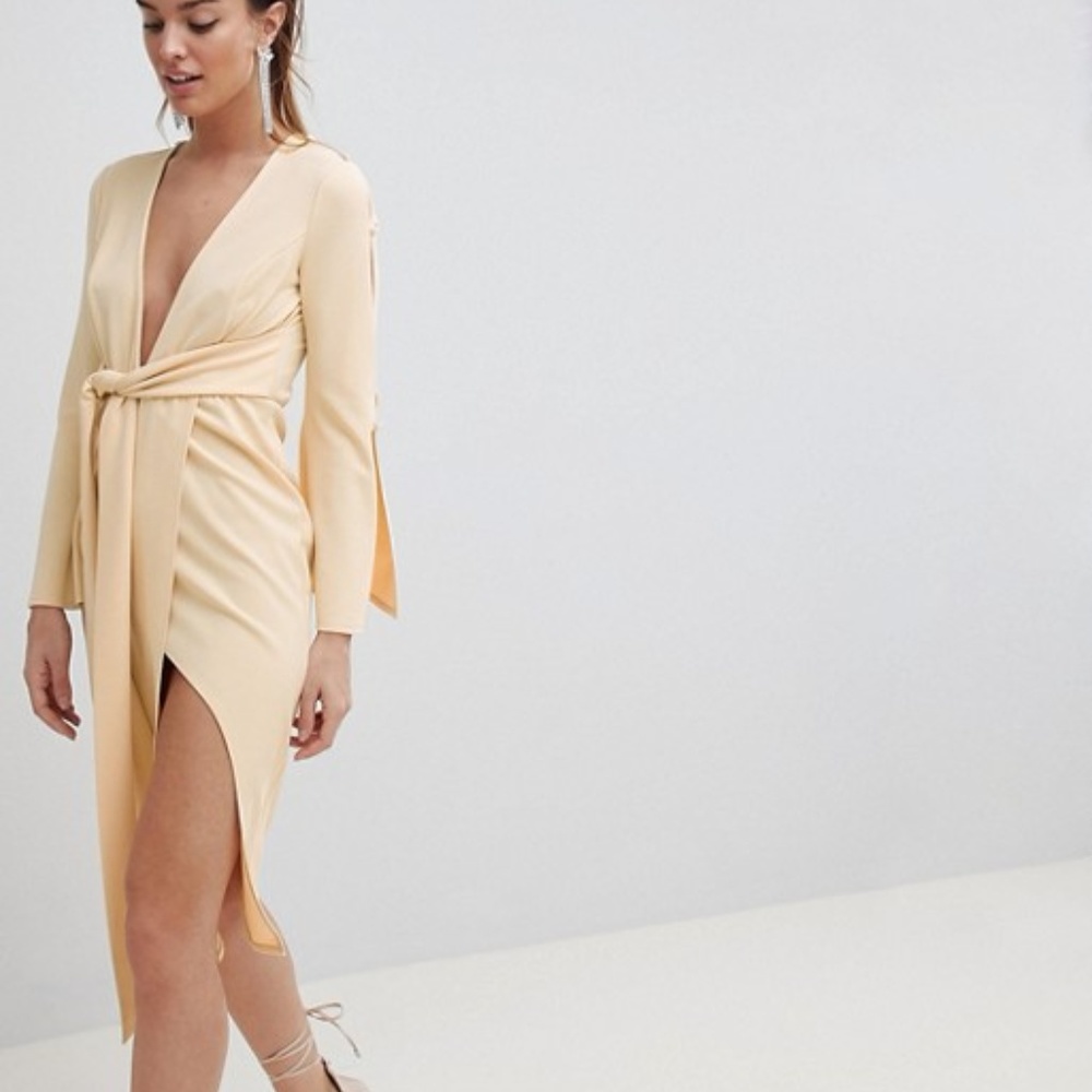 *NEW* Kimono Button Plunge Midi Dress